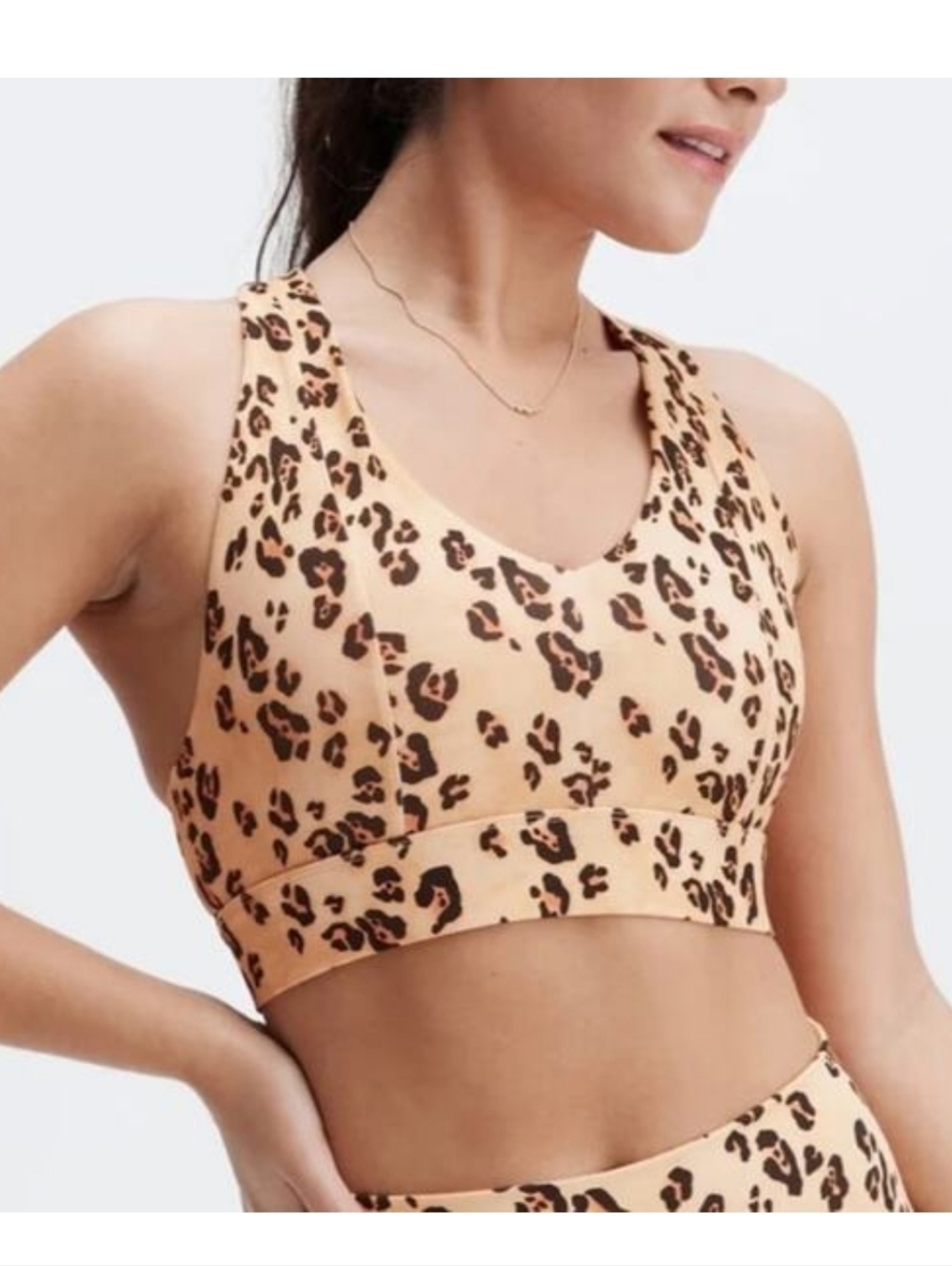 NWT Fabletics On The Go Midi Medium Impact Sports Bra Leopard Print XS